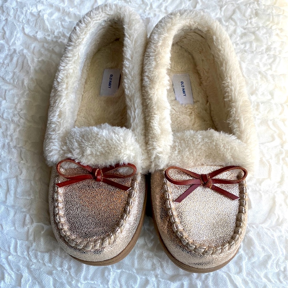 3 For $25! Gold Faux Sherpa Slippers